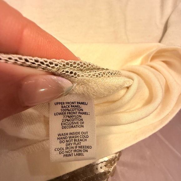 LOFT Cream/Gold Sleeveless Sequin Blouse Size Small - Picture 8 of 8
